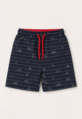 Navy Ocean Print Swim Shorts