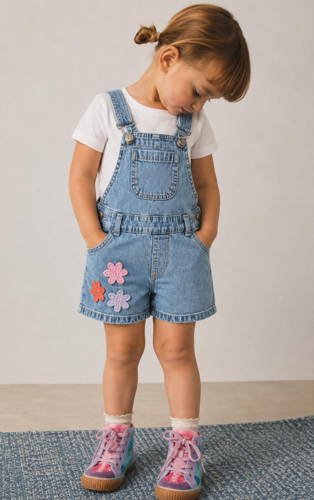 Floral denim jumpsuit